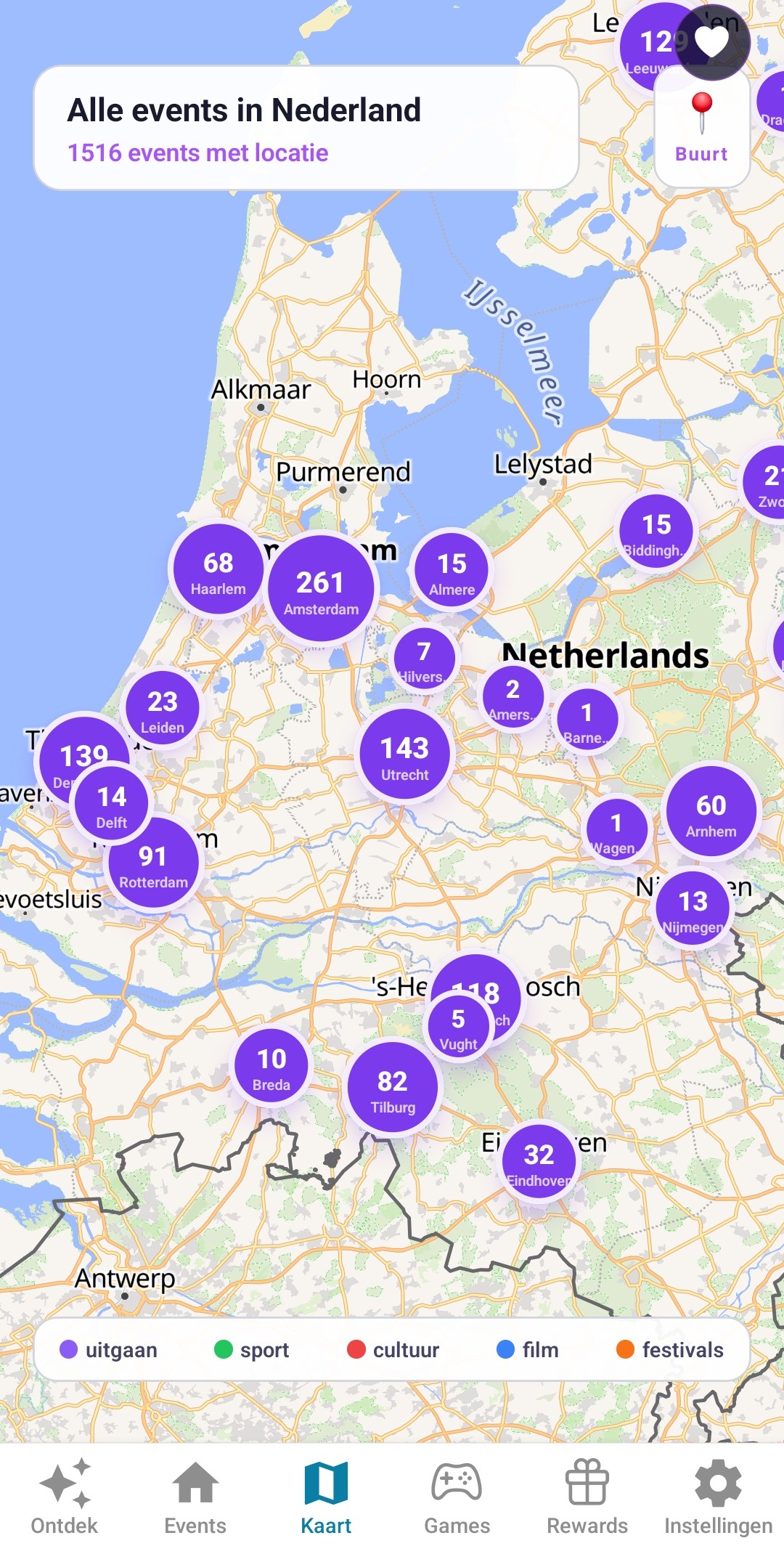 NEXOZ kaart van Nederland